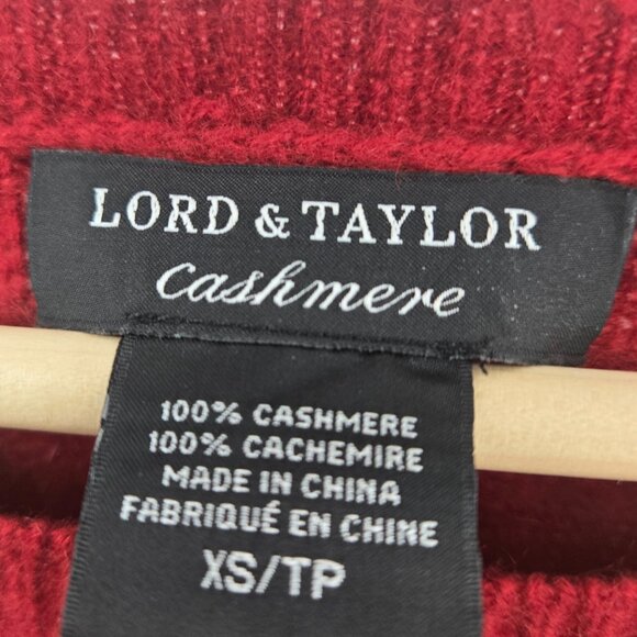 Lord & Taylor Red Cashmere Classic Boatneck Sweater XS - Picture 8 of 9